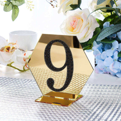 Decorative Rhinestone Number "9" Stickers, Glitter Adhesive Craft Numbers Black DIY Sparkle Embellishments 4"