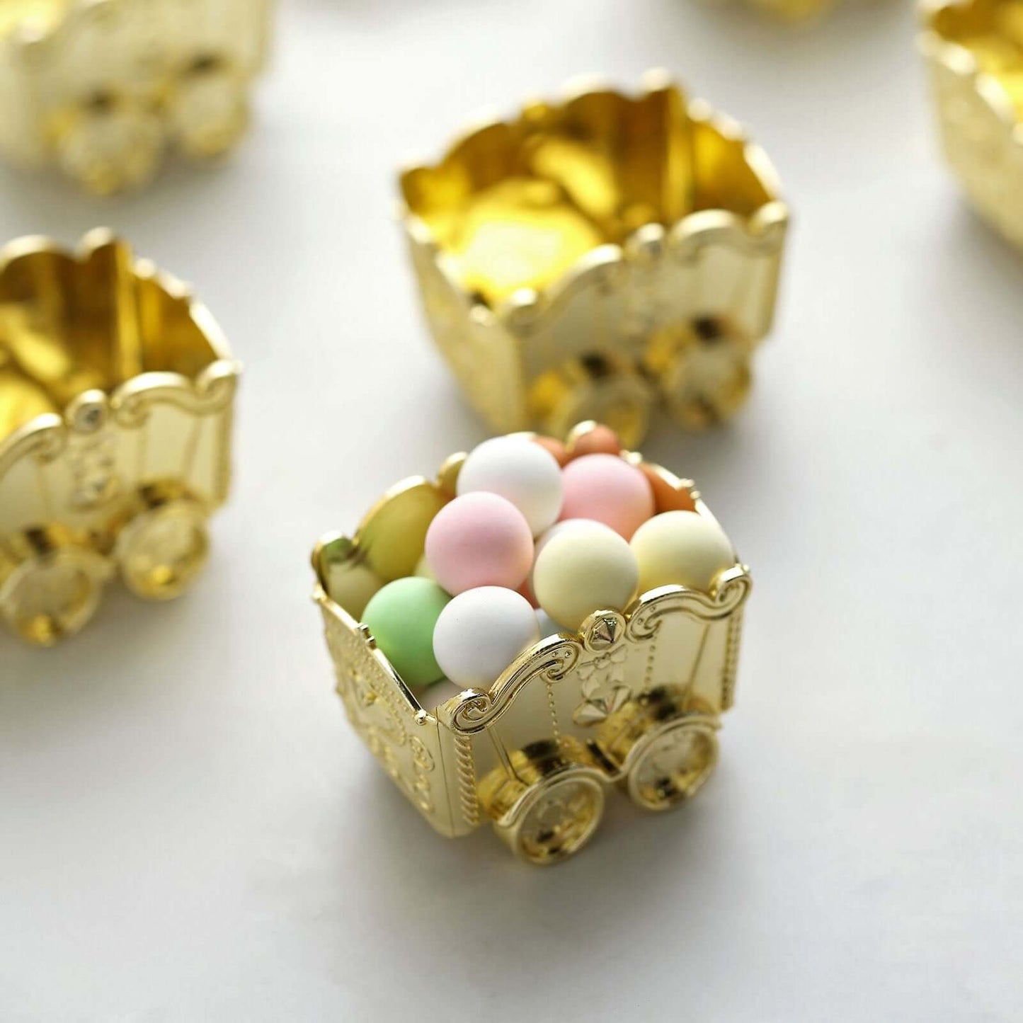 12 Pack 2.5" Gold Mini Chariot Treat Party Favor Boxes, Small Candy Container Gift Boxes