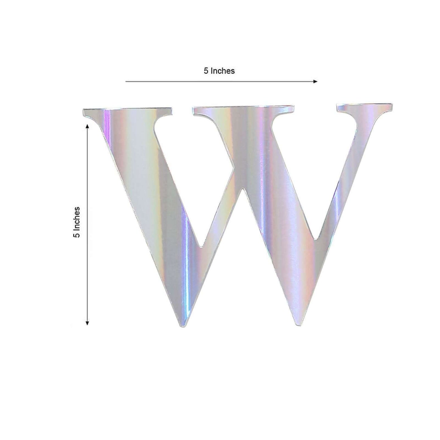 4 Pack 5" Iridescent Alphabet Stickers Banner, Customizable Stick on Letters - W