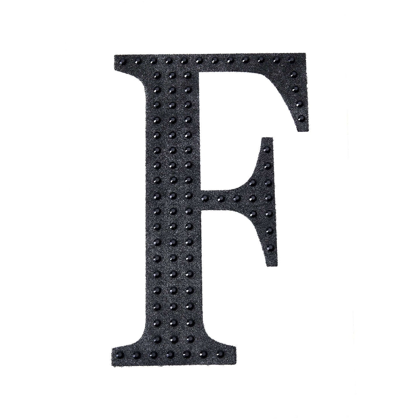 Decorative Rhinestone Alphabet "F" Letter Stickers, Glitter Adhesive Craft Letters Black DIY Sparkle Embellishments 8"