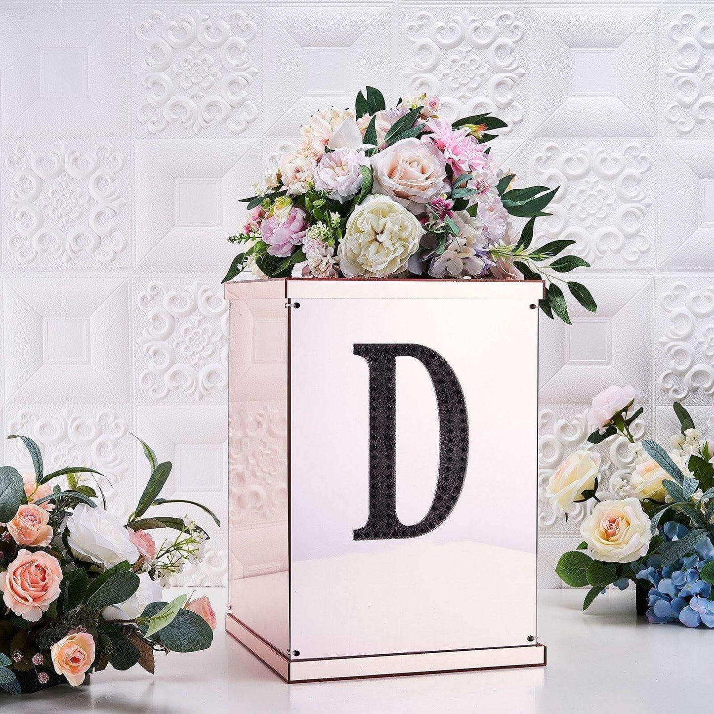 Decorative Rhinestone Alphabet "D" Letter Stickers, Glitter Adhesive Craft Letters Black DIY Sparkle Embellishments 8"