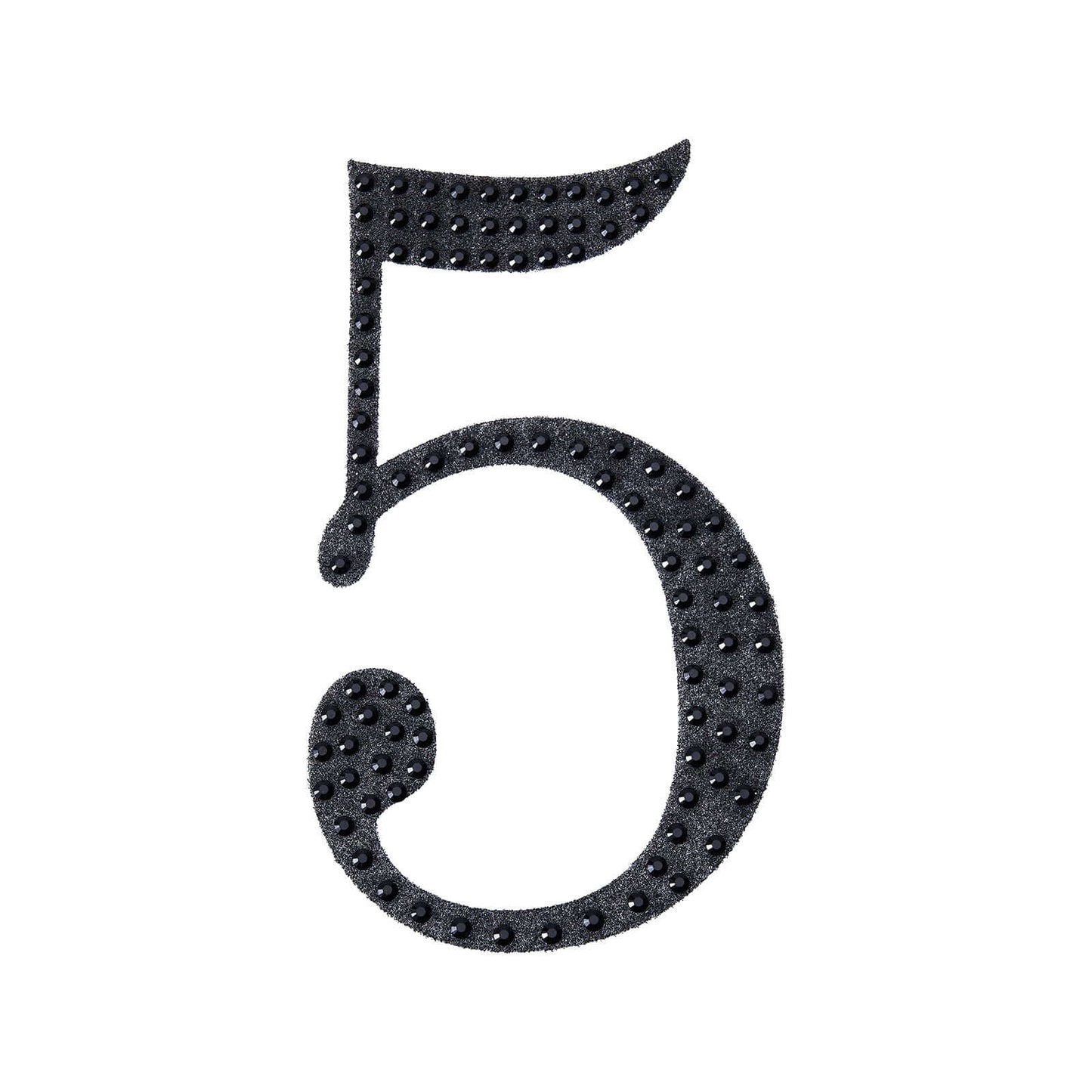 Decorative Rhinestone Number "5" Stickers, Glitter Adhesive Craft Numbers Black DIY Sparkle Embellishments 4"