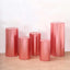 Set of 5 Metallic Rose Gold Spandex Cylinder Pedestal Stand Covers, Shiny Stretchable Pillar Prop Covers - 130 GSM