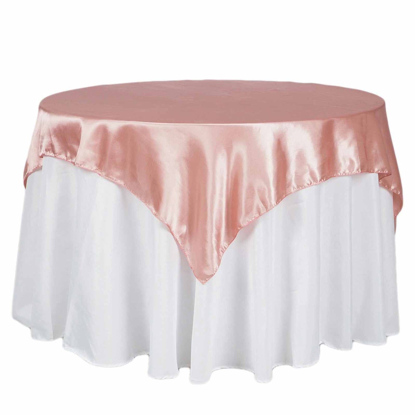 Satin 72"x72" Table Overlay Square Tablecloth Dusty Rose - Smooth Finish Table Cover