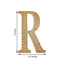 Decorative Rhinestone Alphabet "R" Letter Stickers, Glitter Adhesive Craft Letters Gold DIY Sparkle Embellishments 4"