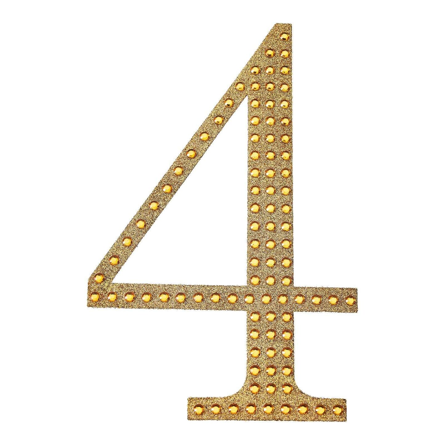Decorative Rhinestone Number "4" Stickers, Glitter Adhesive Craft Numbers Gold DIY Sparkle Embellishments 4"