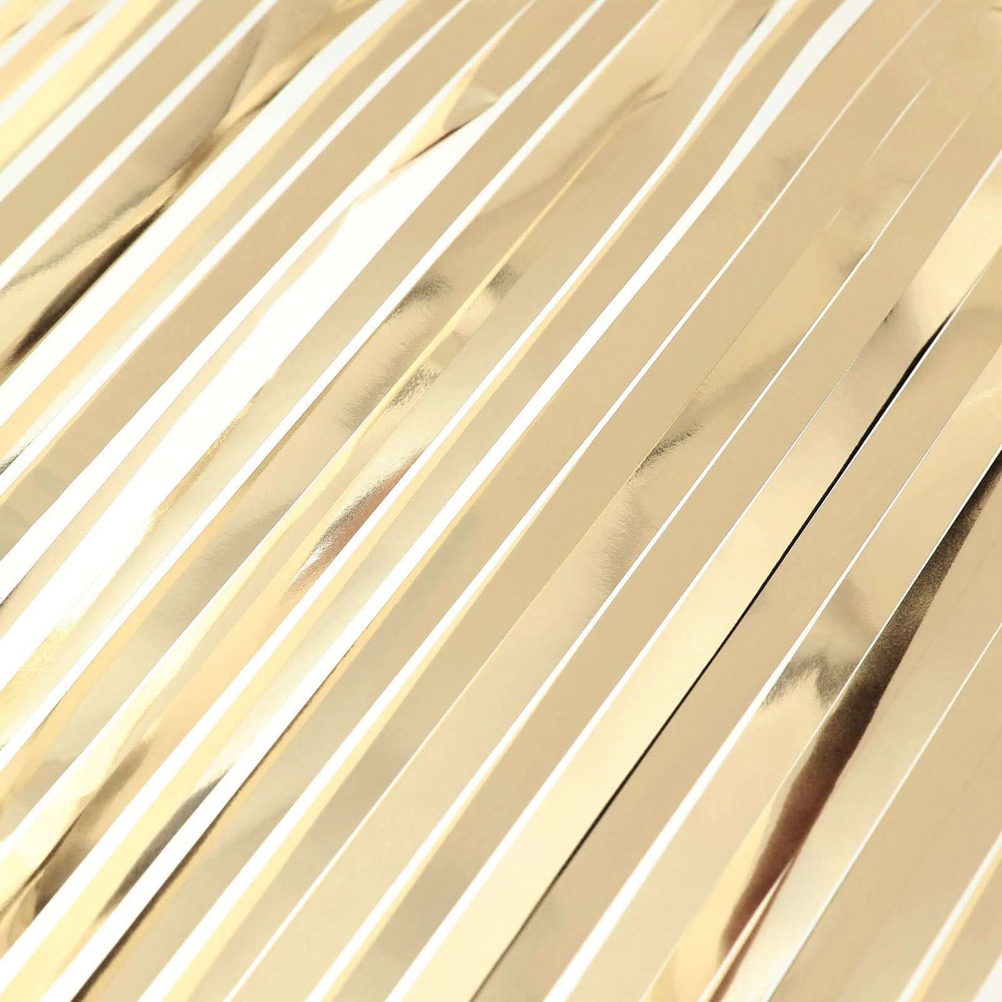 Metallic Foil Fringe Table Skirt Champagne with Self Adhesive Backing - Durable Tinsel Skirt for Parties 30"x9ft