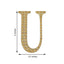 Decorative Rhinestone Alphabet "U" Letter Stickers, Glitter Adhesive Craft Letters Gold DIY Sparkle Embellishments 6"