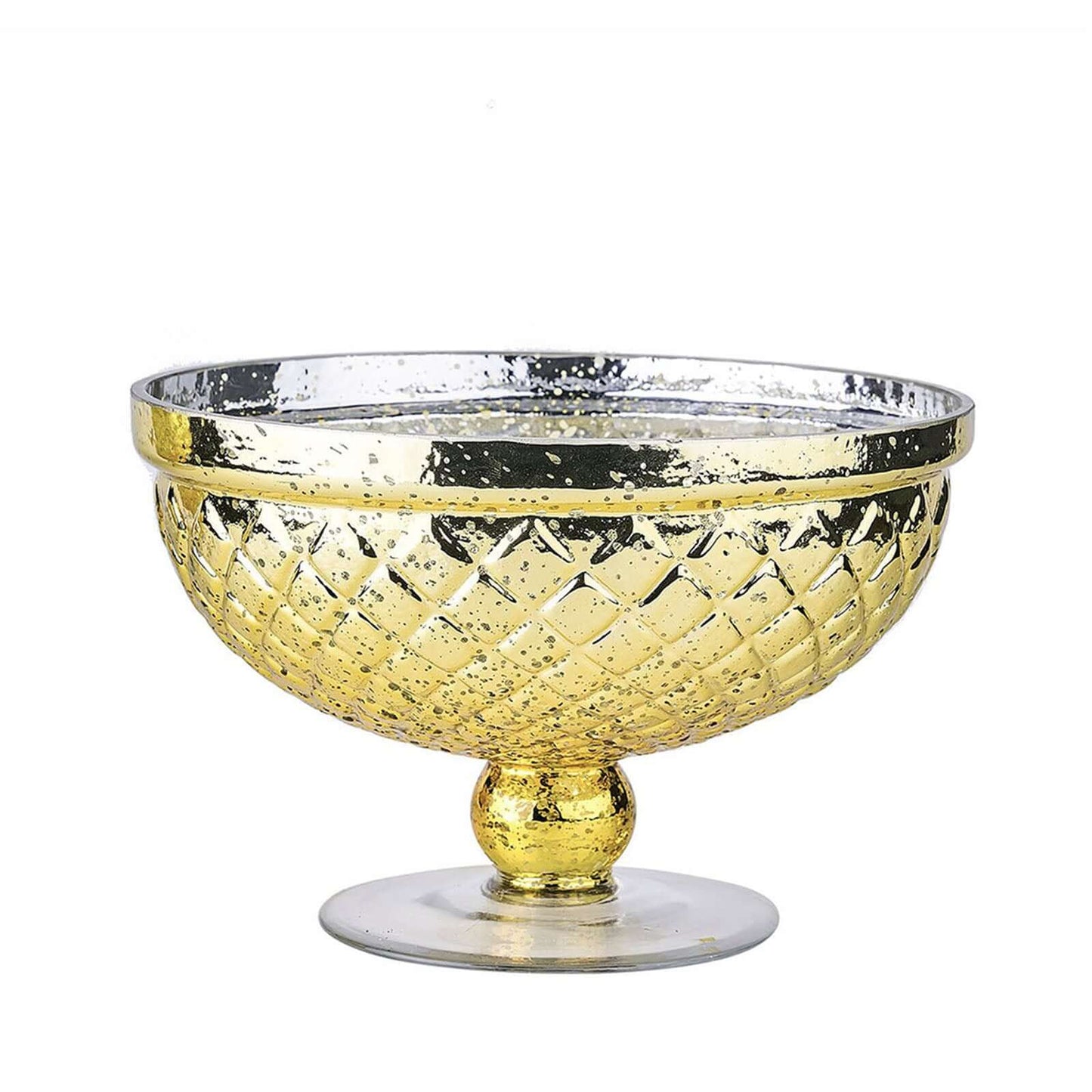 Mercury Glass Pedestal Bowl Vase Compote Style Gold - Sophisticated Floral Table Decor for Events 8"