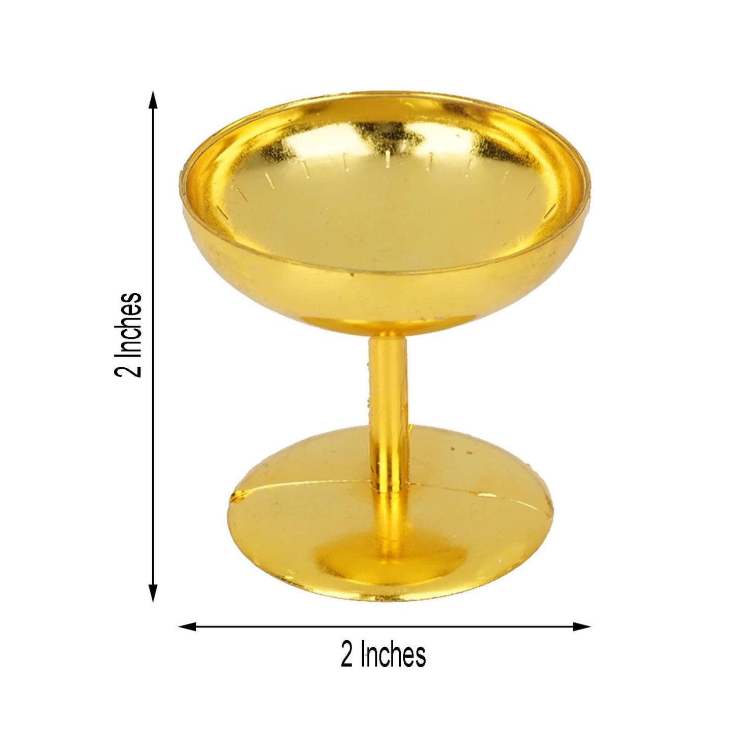 12-Pack Plastic Dessert Cup Candy Dishes Gold - Decorative Mini Pedestal Stands for Treats 2"