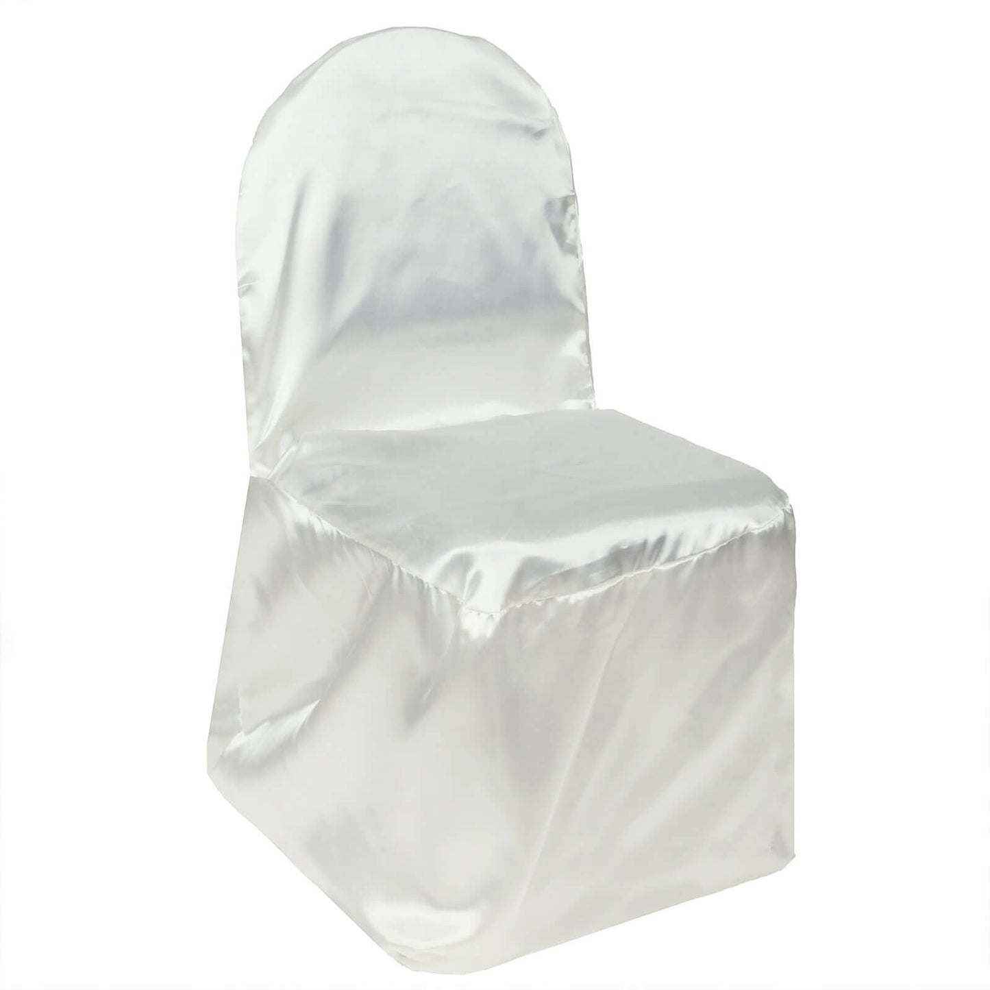 Satin Chair Covers for Banquet Chairs Ivory with Glossy Finish - Reusable Slipcovers