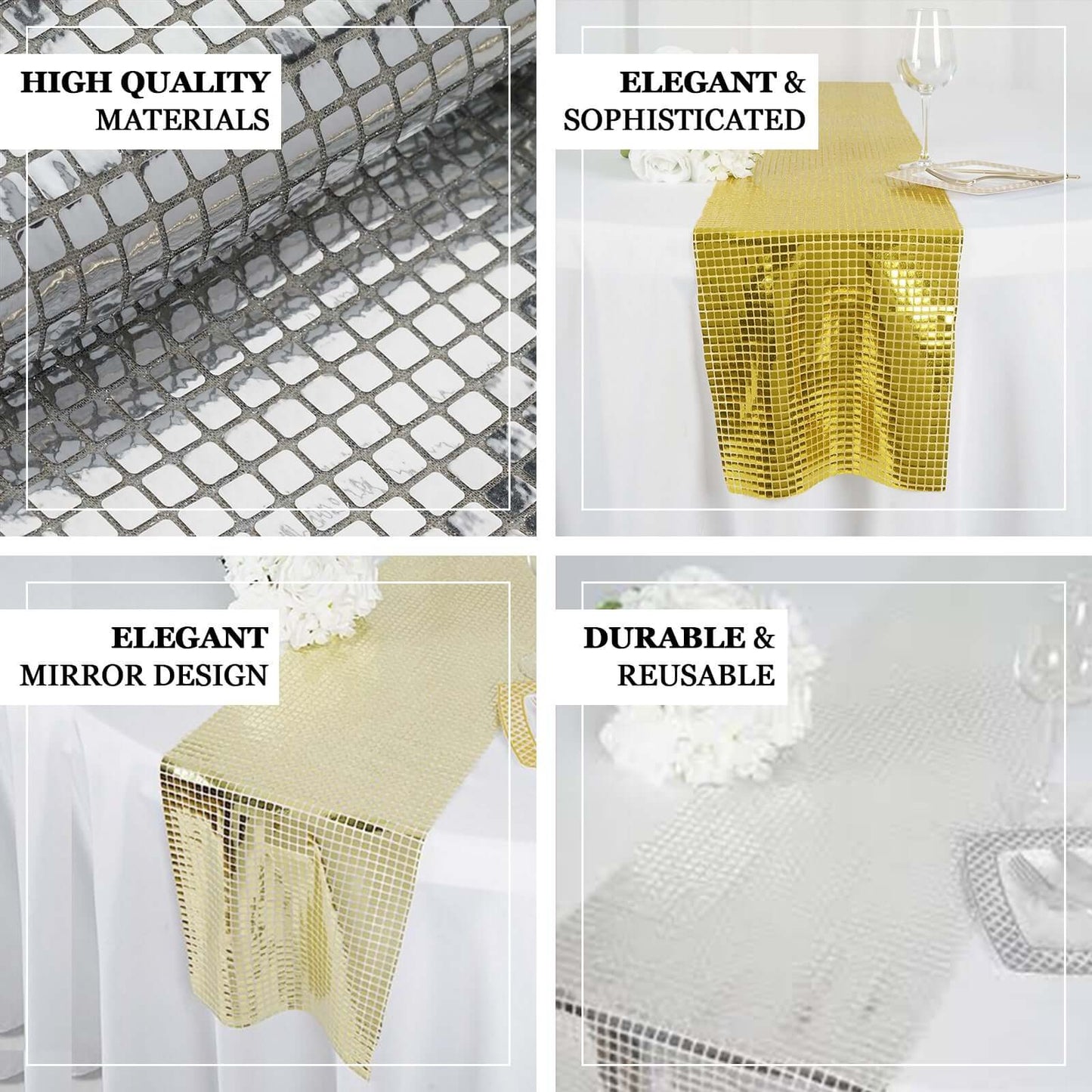 Mirror Foil 12"x108" Table Runner Silver - Shiny Metallic Party Table Decor