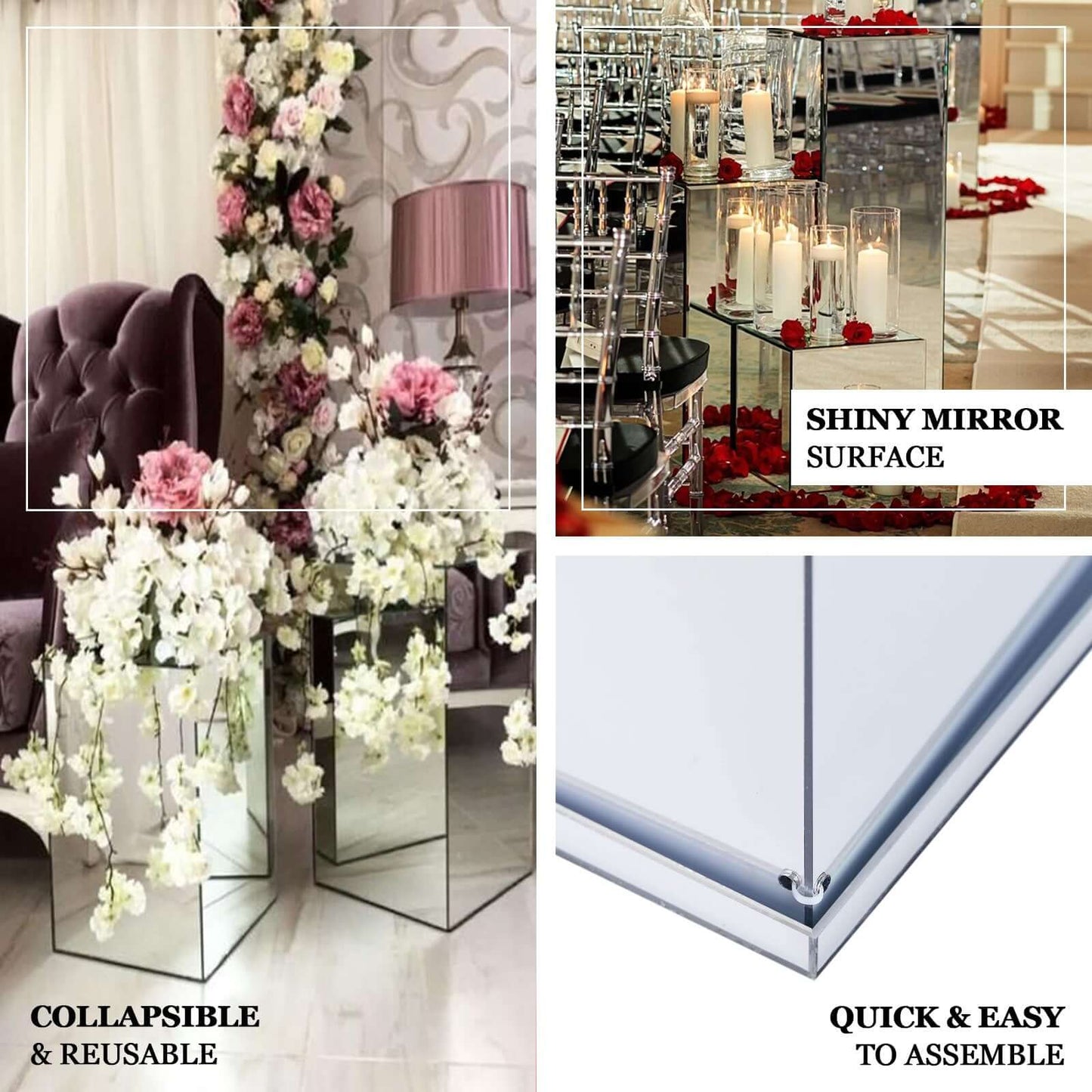 40" Floor Standing Clear Acrylic Display Box, Transparent Pedestal Riser with Interchangeable Lid and Base