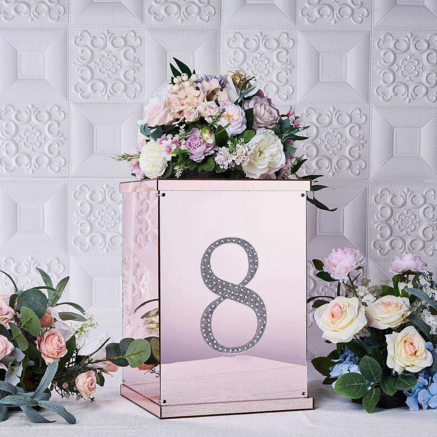 Decorative Rhinestone Number "8 Stickers, Glitter Adhesive Craft Numbers Silver DIY Sparkle Embellishments 8"