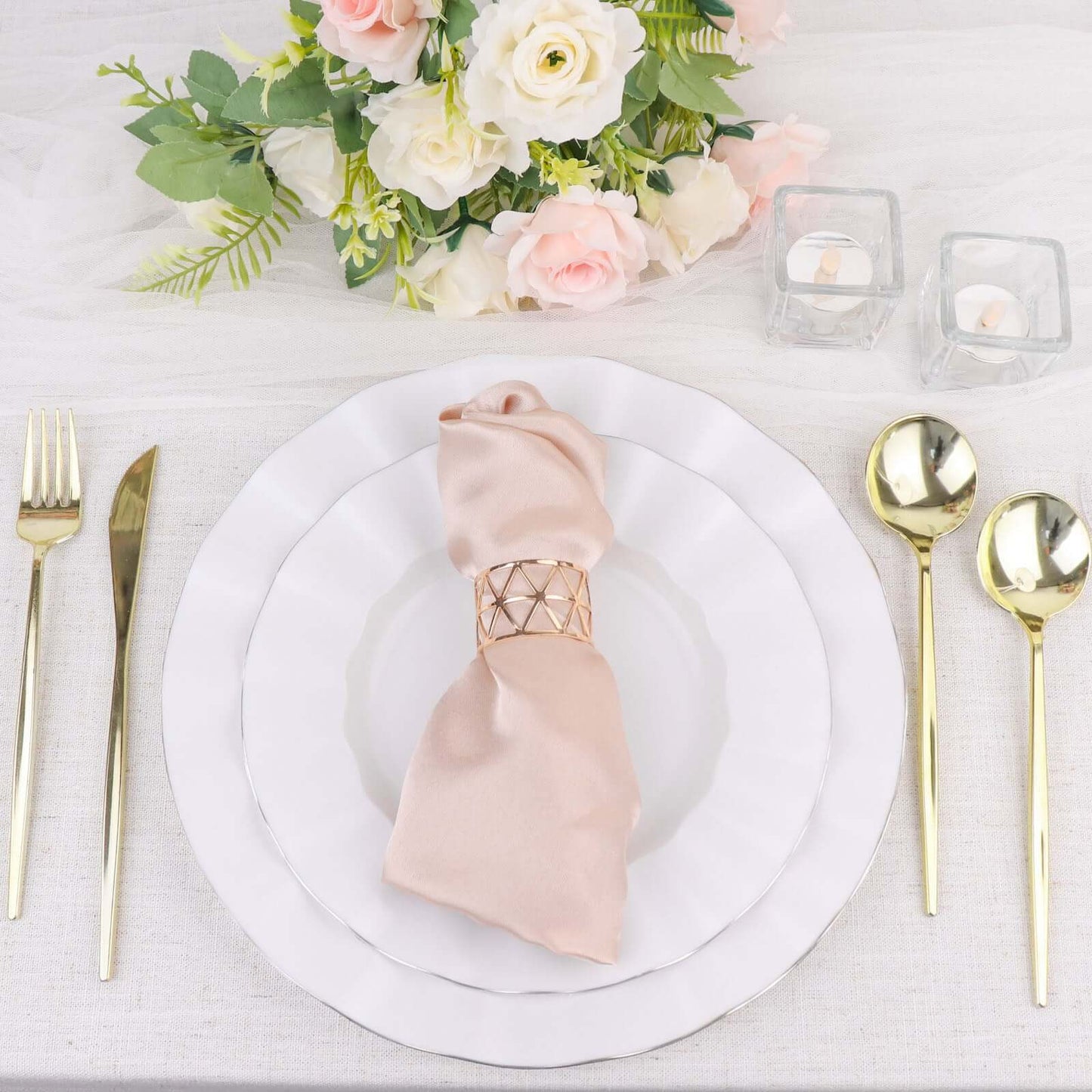 24-Pack Plastic Spoons Glossy Gold - Premium Heavy Duty Disposable Silverware 8"