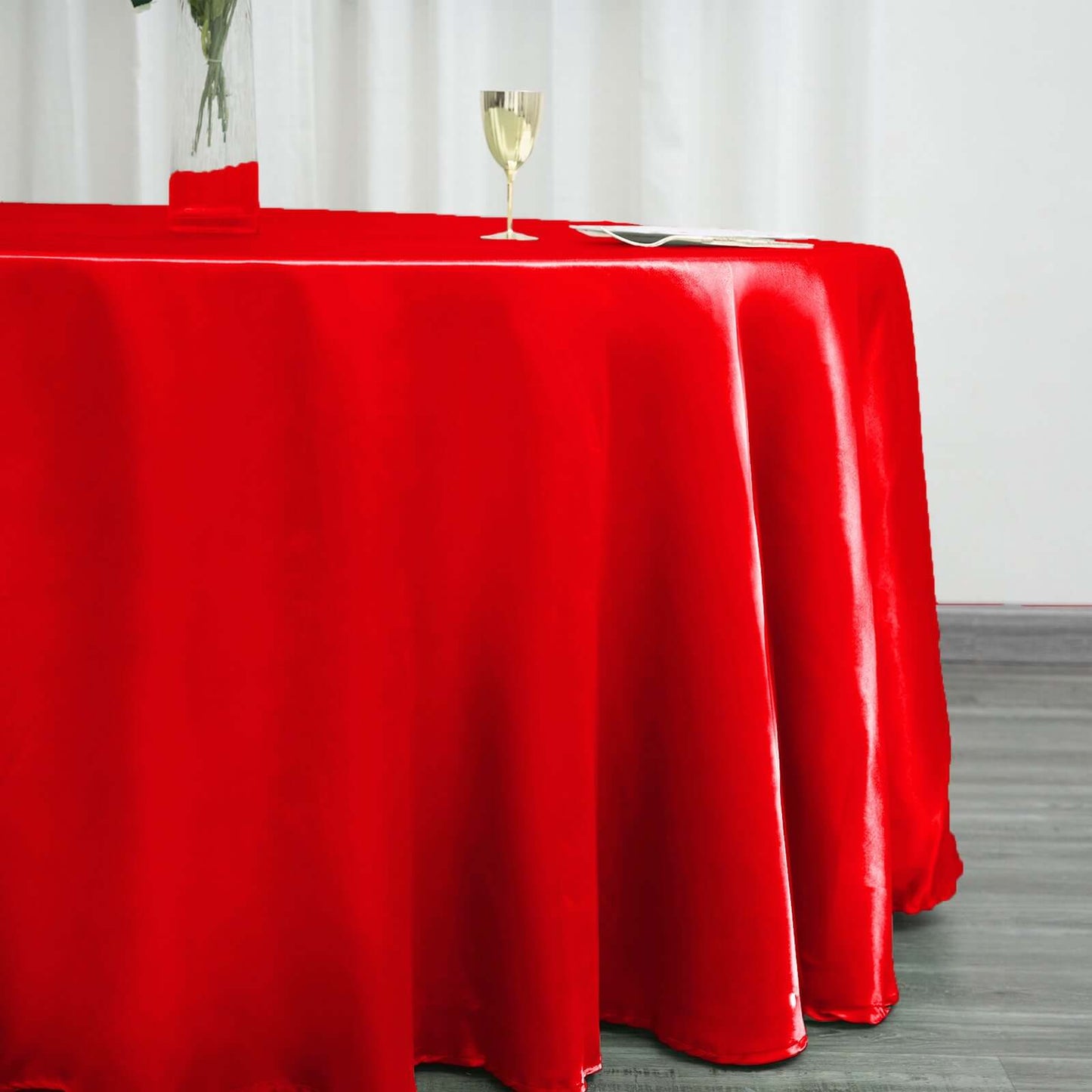 Satin 120" Round Tablecloth Red - Stylish Seamless Table Cover