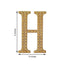 Decorative Rhinestone Alphabet "H" Letter Stickers, Glitter Adhesive Craft Letters Gold DIY Sparkle Embellishments 8"