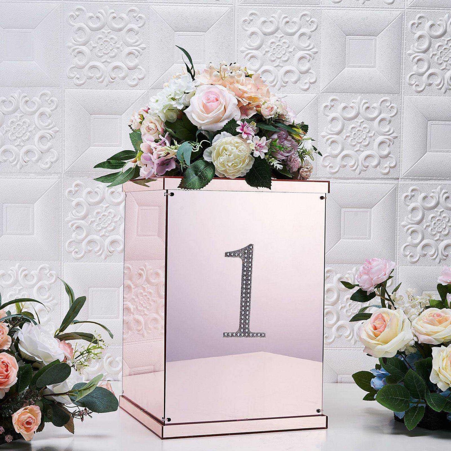 Decorative Rhinestone Number "1" Stickers, Glitter Adhesive Craft Numbers Silver DIY Sparkle Embellishments 6"