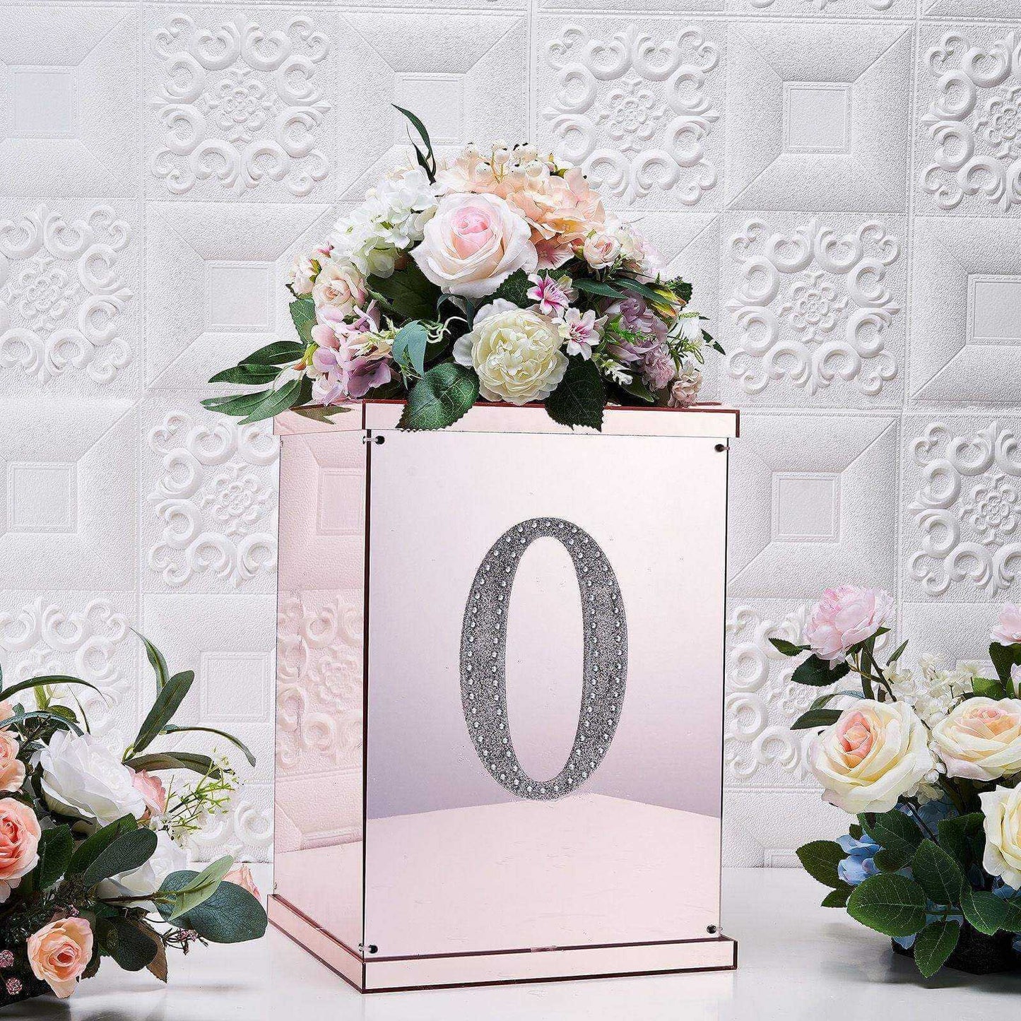 Decorative Rhinestone Alphabet "O" Letter Stickers, Glitter Adhesive Craft Letters Silver DIY Sparkle Embellishments 8"