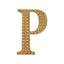 Decorative Rhinestone Alphabet "P" Letter Stickers, Glitter Adhesive Craft Letters Gold DIY Sparkle Embellishments 4"