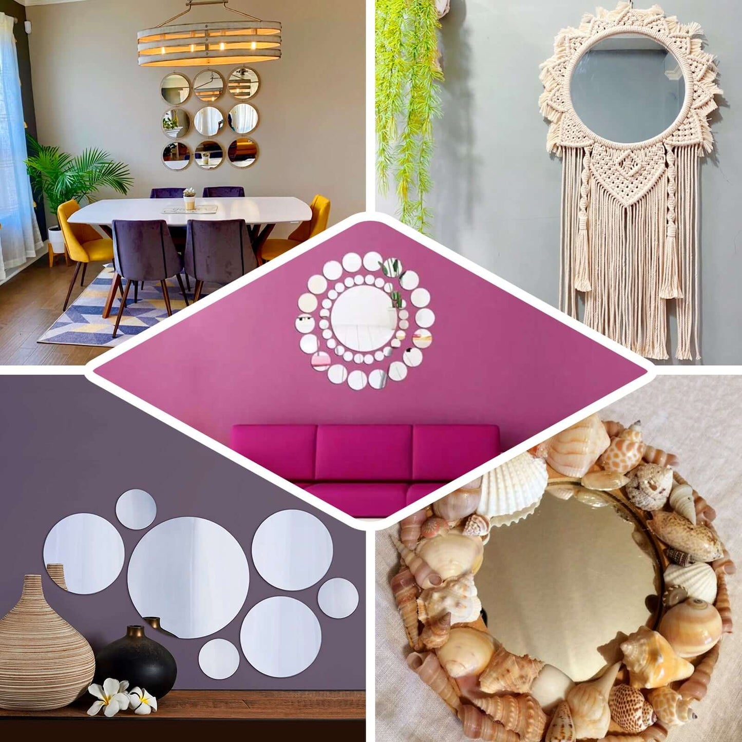 12 Pack Round Acrylic Mirror Wall Stickers, 6" Removable Wall Decals For Home Decor