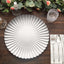 6-Pack Plastic Round Charger Plates 13" in Silver with Scalloped Shell Pattern, Coastal Inspired Disposable Charger Tableware