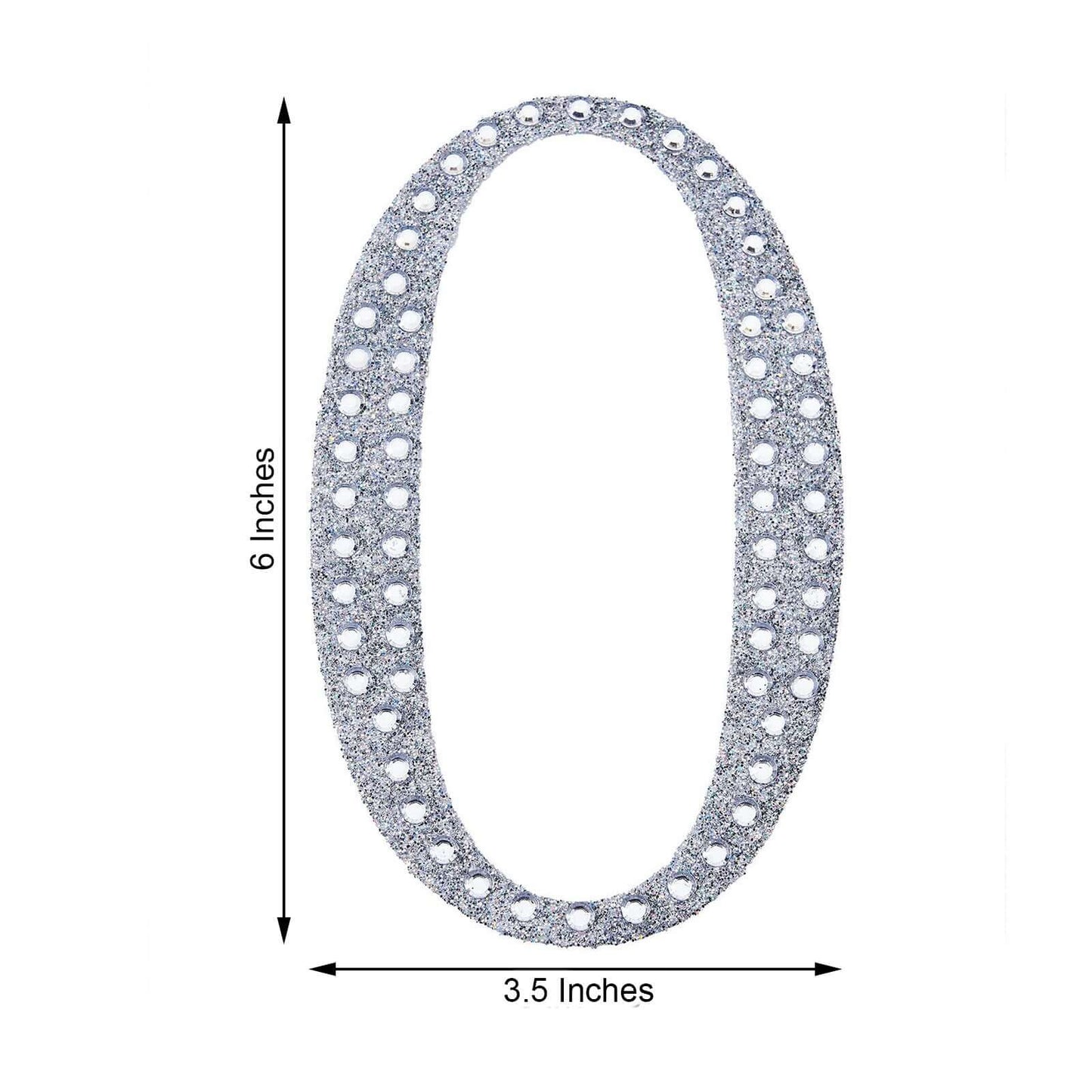 Decorative Rhinestone Number "0" Stickers, Glitter Adhesive Craft Numbers Silver DIY Sparkle Embellishments 6"