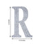 Decorative Rhinestone Alphabet "R" Letter Stickers, Glitter Adhesive Craft Letters Silver DIY Sparkle Embellishments 6"