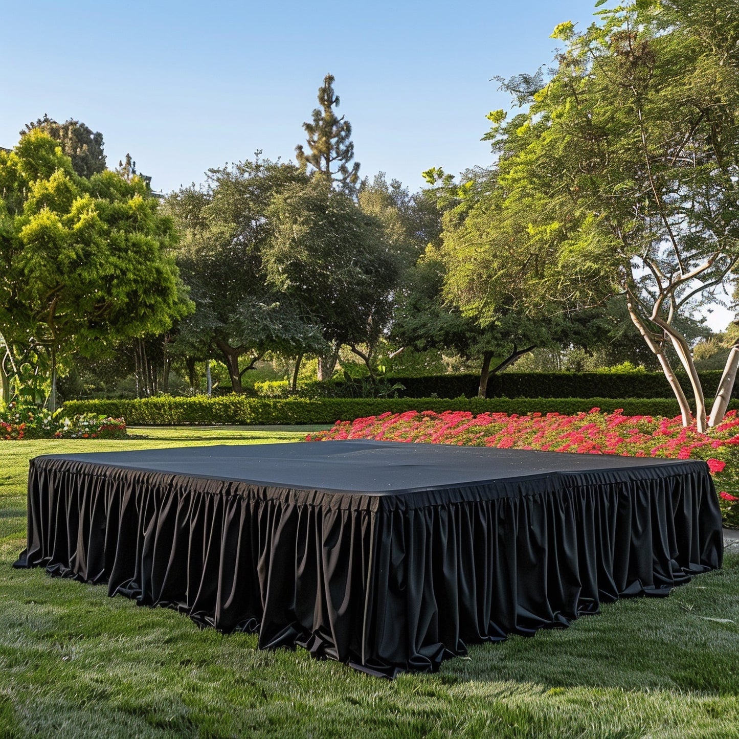 Portable Stage Skirt Black Polyester Platform Skirting Cloth for Events, Performances & Wedding Staging - 36"x20ft
