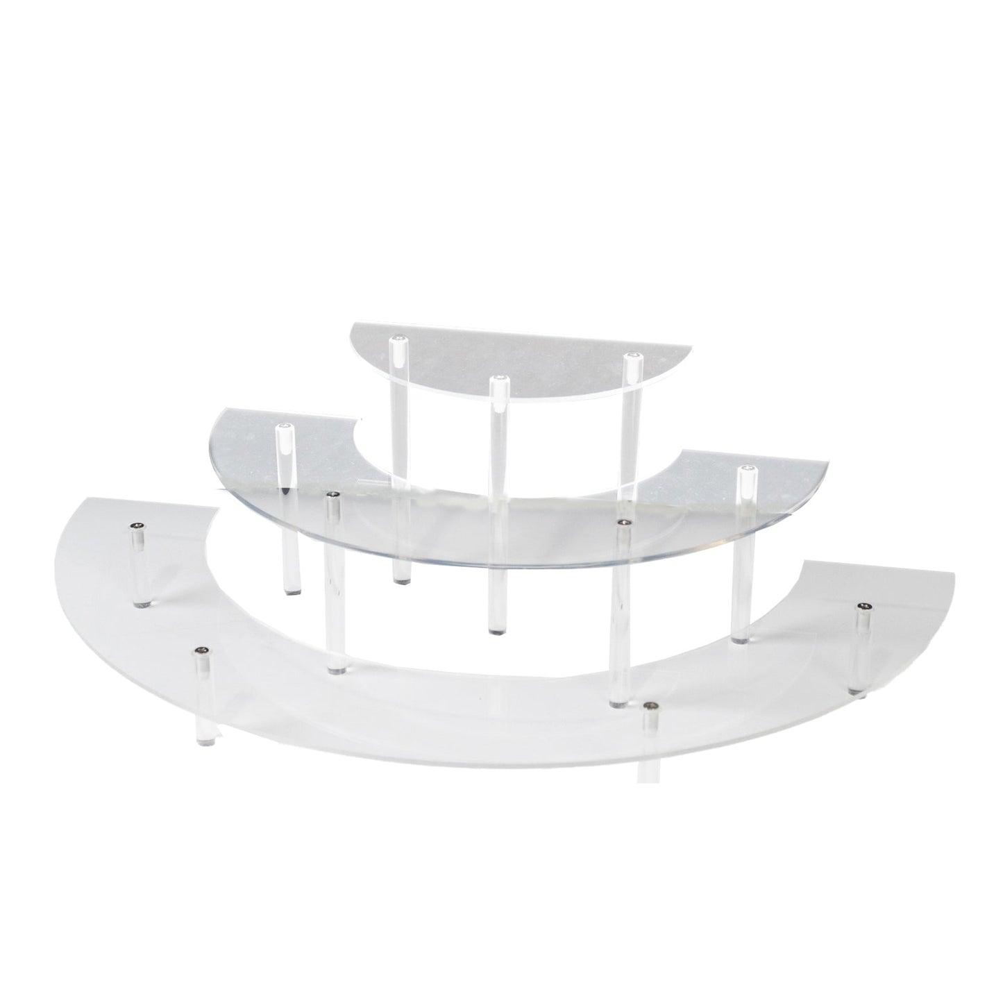 Set of 3 Acrylic Half-Moon Display Riser Stands â€“ 3-Tier Clear Dessert Pedestal for Cakes, Collectibles & Figurines - 7",13",18"