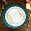 6-Pack Acrylic Plastic Round Charger Plates 13" in Peacock Teal with Reef Design, Dinner Charger Tableware