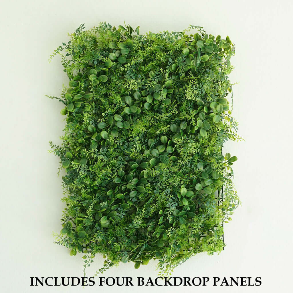 11 Sq ft. Green Boxwood Hedge Locust and Cypress Garden Wall Backdrop Mat - 4 Artificial Panels