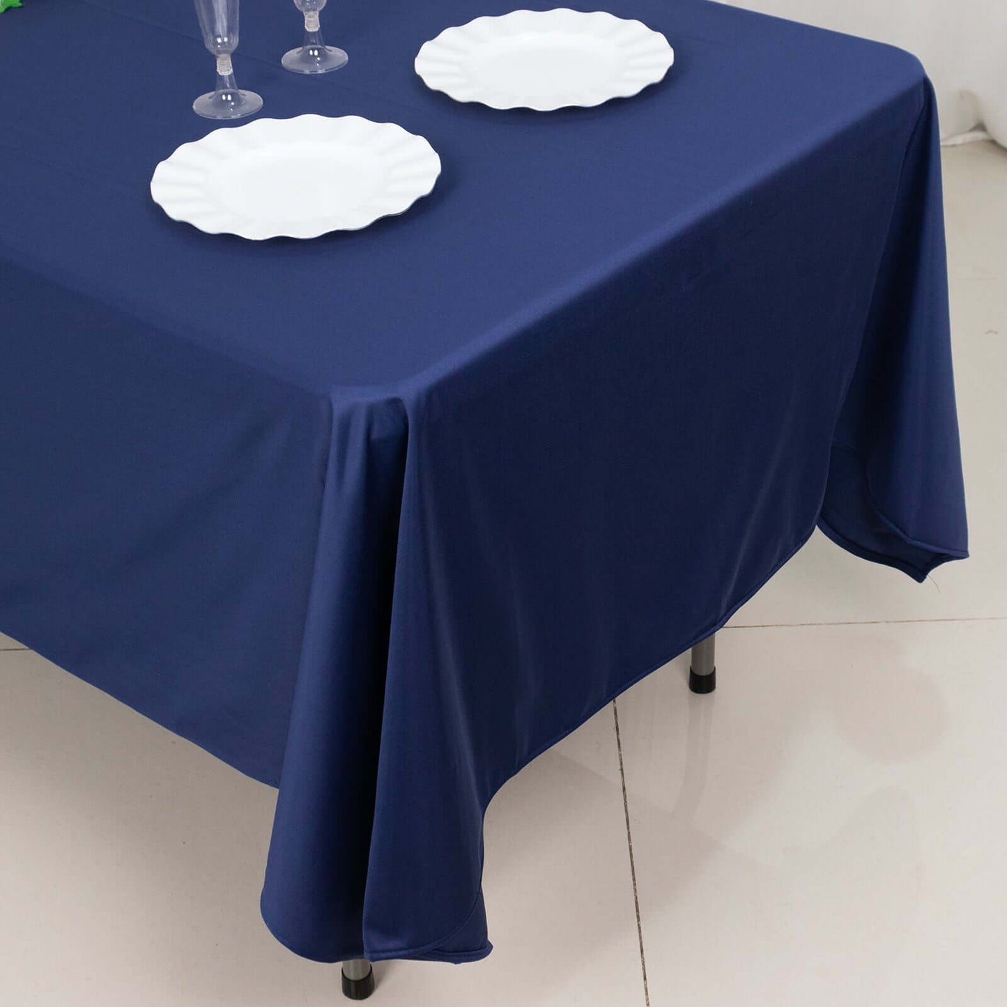 Scuba Rectangular 60"x102" Tablecloth Navy Blue - Wrinkle Free & Stain Resistant Table Cover