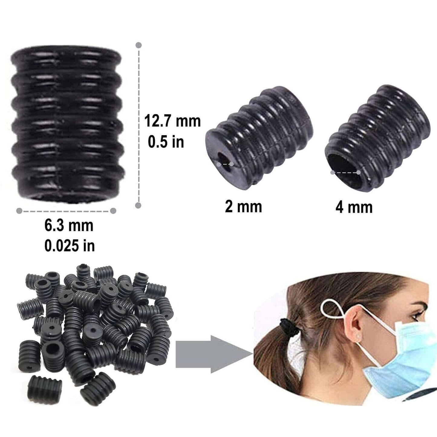 50 Pcs Silicon Mask Buckle For Adjusting Mask Rope, Ear Loop Adjuster - Clearance SALE