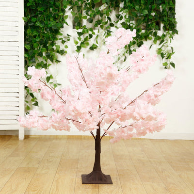 Silk Cherry Blossom Tree Centerpiece 3ft Blush â€“ Lifelike Artificial Sakura Wishing Tree with Metal Base
