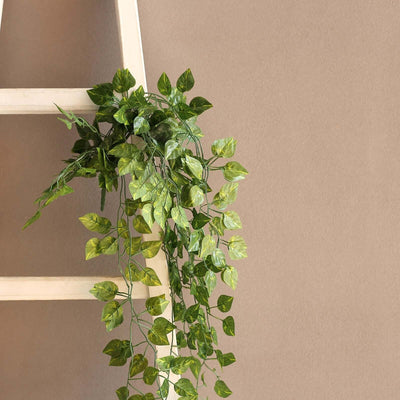 4 Pack Green Pothos Artificial Ivy Vine Hanging Plants, 3ft Fake Foliage Silk Leaves Garland