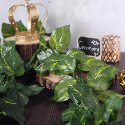 8ft Green UV Protected Artificial Silk Ivy Leaf Garland Vine, Outdoor Indoor