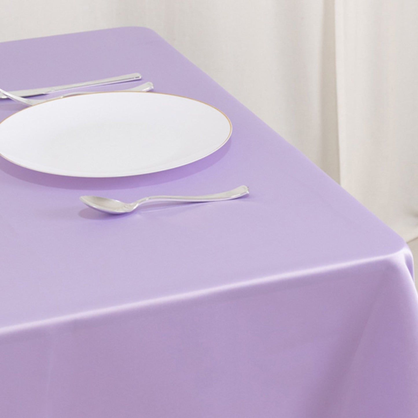 Lamour Satin 54"x54" Table Overlay Square Tablecloth Lavender Lilac - Durable & Silk-Like Table Cover