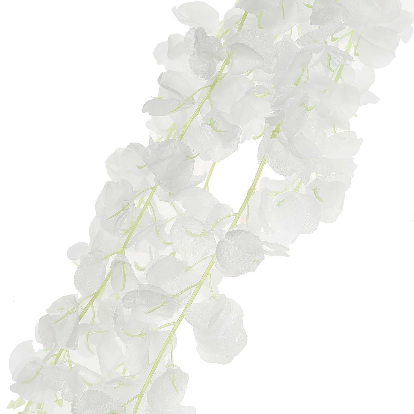 42" Silk Hanging Wisteria Flower Garland Vines in White, Elaborated 5 Full Strands in 1 Bush