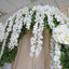 42" Silk Hanging Wisteria Flower Garland Vines in White, Elaborated 5 Full Strands in 1 Bush