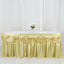 Satin 14ft Table Skirt Champagne - Pleated Double Drape Table Cover