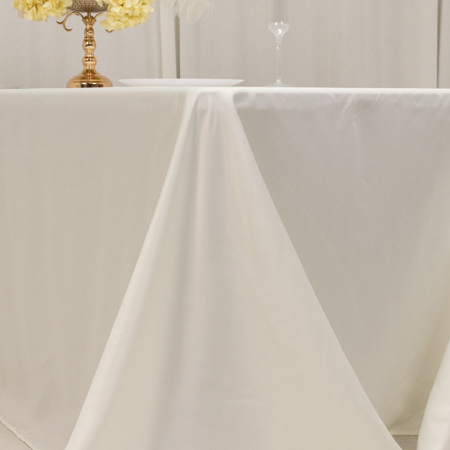 Lamour Satin 90"x132" Rectangle Tablecloth Ivory - Soft & Silk-Like Seamless Table Cover