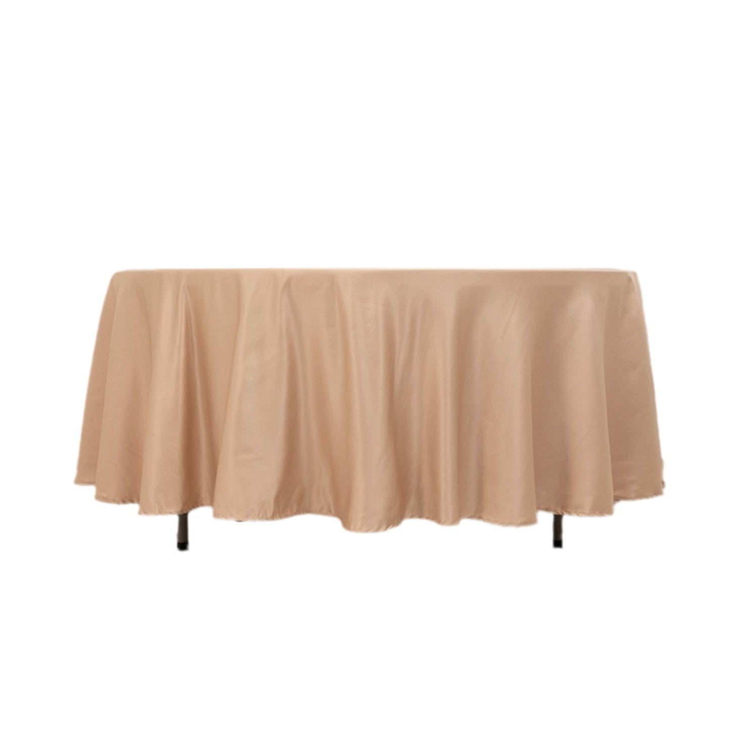 Lamour Satin 108" Round Tablecloth Nude - Durable & Silk-Like Table Cover