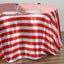 Satin 120" Round Tablecloth Red/White - Stripe Design with Seamless Silky Smooth Finish Table Cover