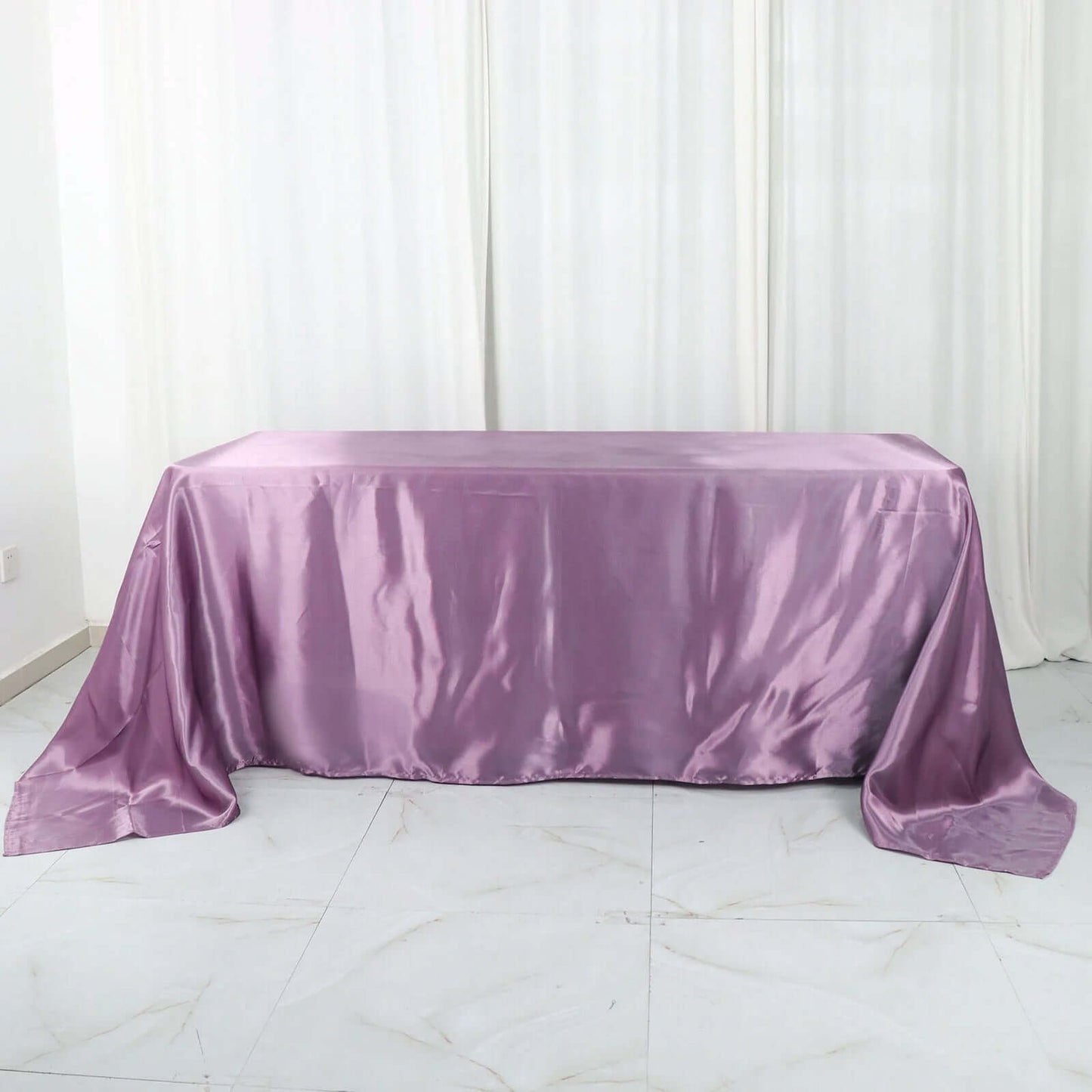 Satin Rectangular 90"x132" Tablecloth Violet Amethyst - Seamless Table Cover