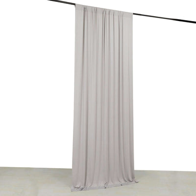 Silver 4-Way Stretch Spandex Event Curtain Drapes, Wrinkle Free Backdrop Event Panel with Rod Pockets - 5ftx10ft