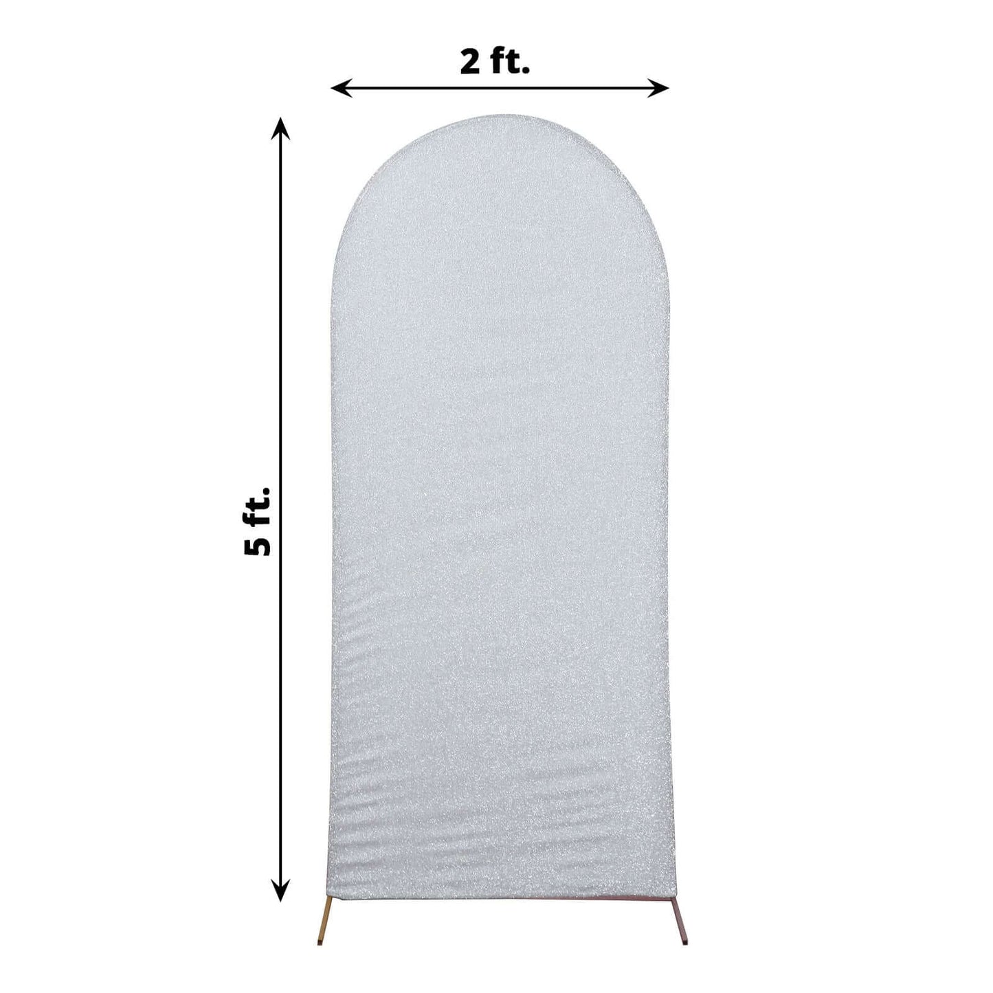 5ft Silver Shimmer Tinsel Spandex Chiara Backdrop Stand Cover For Fitted Round Top Wedding Arch