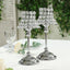 2 Pack Crystal Beaded Candle Holders â€“ 12" Tall Silver Metal Centerpieces with Lamp-Inspired Shade for Tables & Events