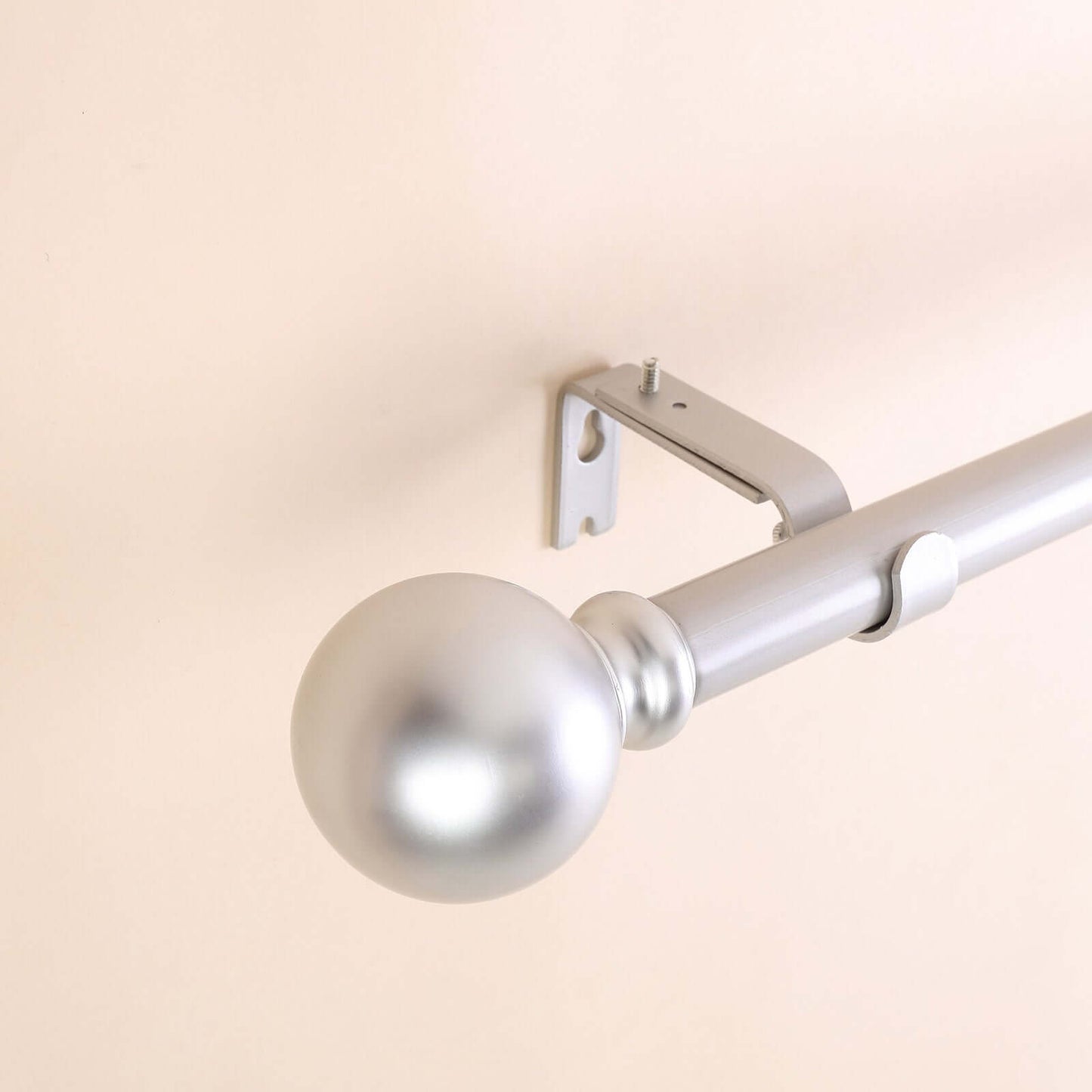 42"-126" Adjustable Curtain Rod Set, Silver, Round Finials