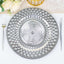 6-Pack Plastic Round Charger Plates 13" in Silver with Diamond Pattern, Sparkling Disposable Dinner Charger Tableware